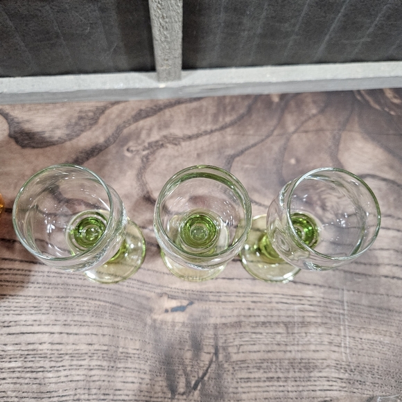 Bormioli Rocco Limoncino Cordial Liqueur Green Footed Shot Glasses Italy - Picture 4 of 7